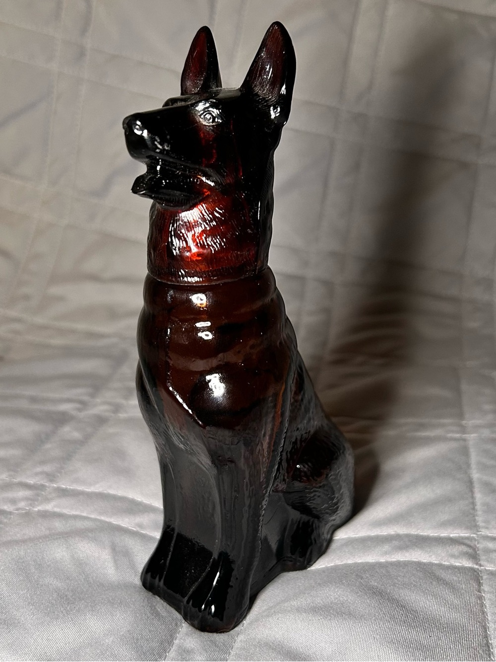 Vintage Avon "Noble Prince" German Shepherd Dog Glass Bottle